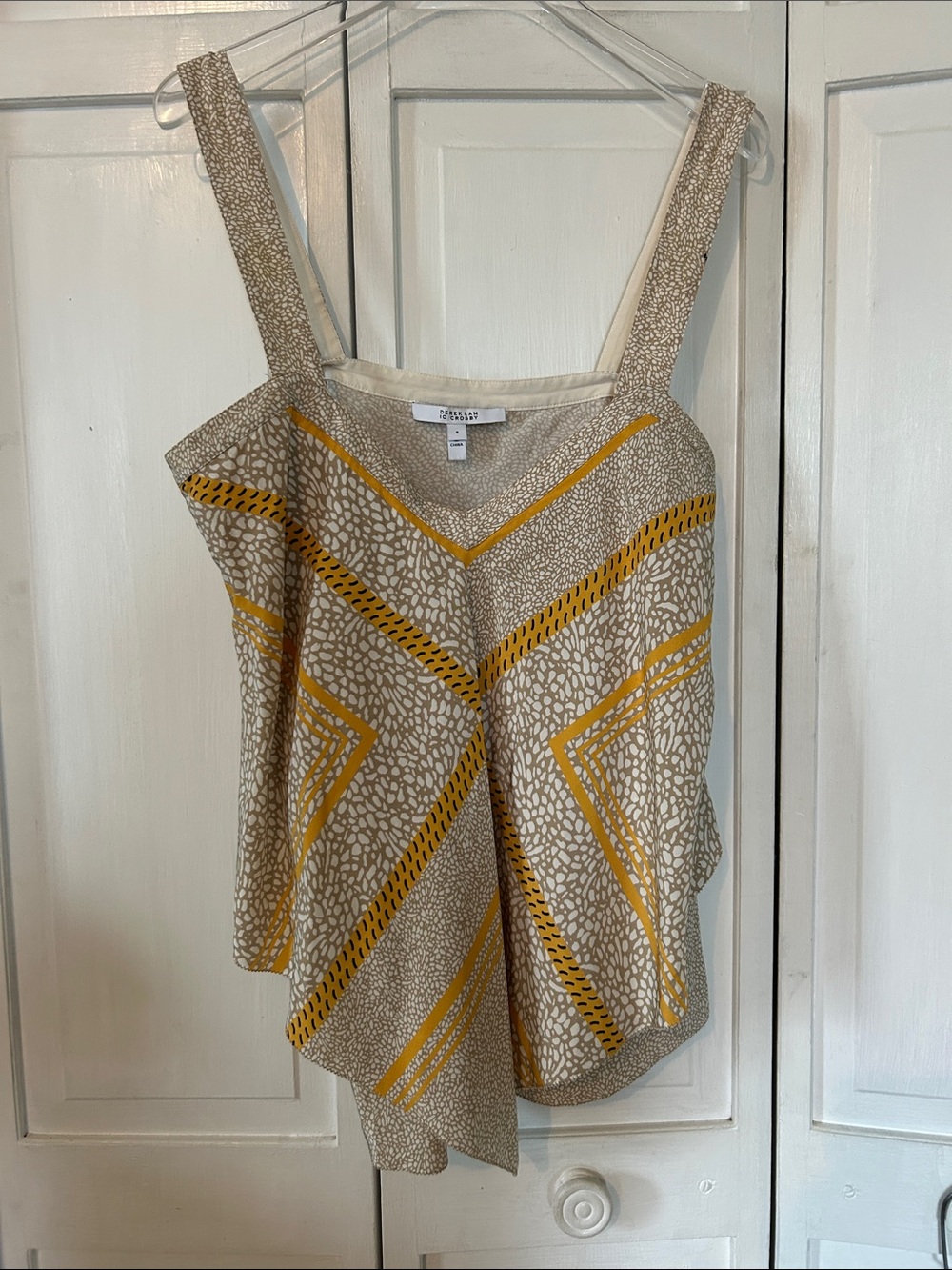 10 Crosby Derek Lam Beige and Mustard Geometric Camisole